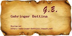 Gehringer Bettina névjegykártya